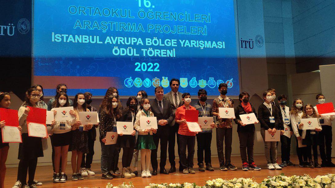 TÜBİTAK 2204-B 16.Ortaokul  Öğrencileri Araştırma Projeleri Yarışması İstanbul Avrupa  Bölge  Yarışmalarında 1 Birincilik 2 Üçüncülük Elde Ettik