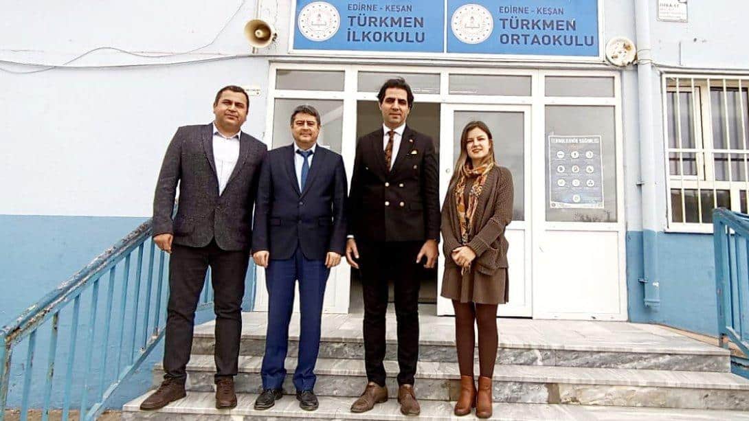 Keşan İlçe Millî Eğitim Müdürümüz İlhan SAZ  Şube Müdürümüz Serkan PALABIYIK, Türkmen İlkokulu ve Ortaokulumuzu Ziyaret Etti